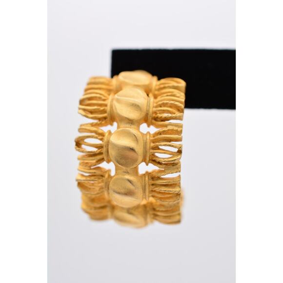 Givenchy Vintage Dangle Earrings Brushed Gold Rope Tassel Chunky Signed 80s Bin7 - Picture 6 of 12